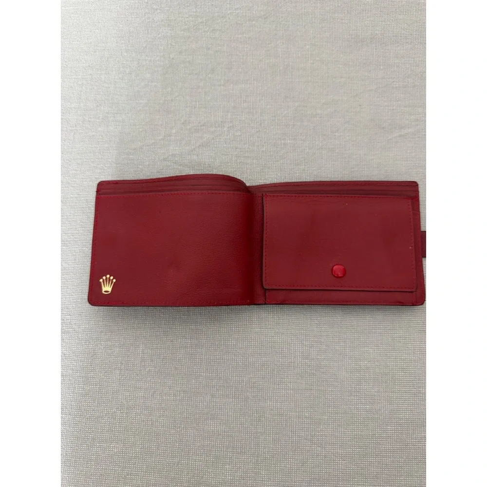 Vintage Rolex Leather Wallet Red Bifold